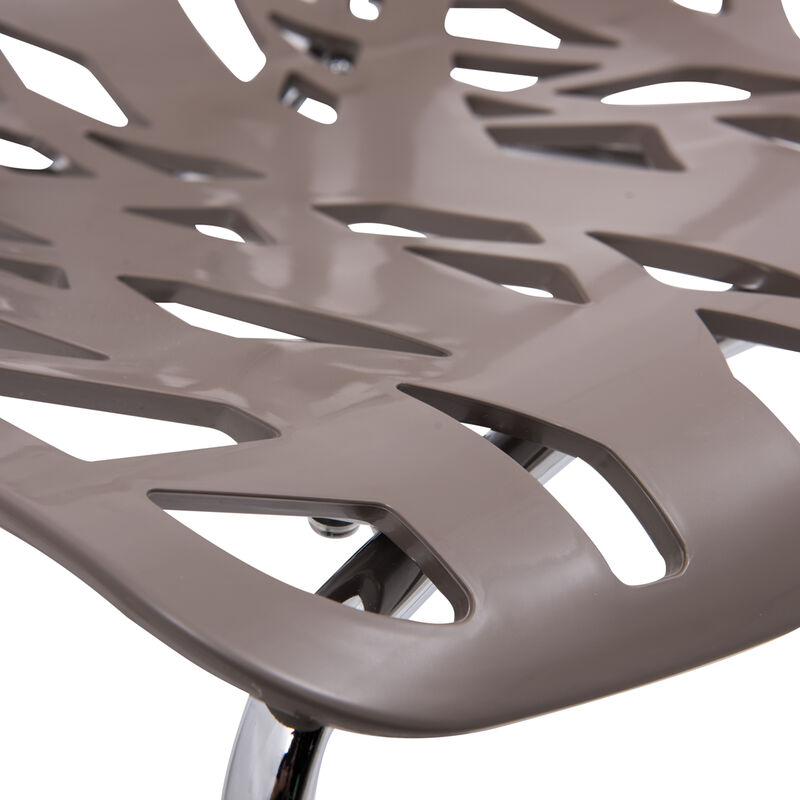 LeisureMod Asbury Dining Stackable Chair in Polypropylene Seat and Chrome Legs Set of 2