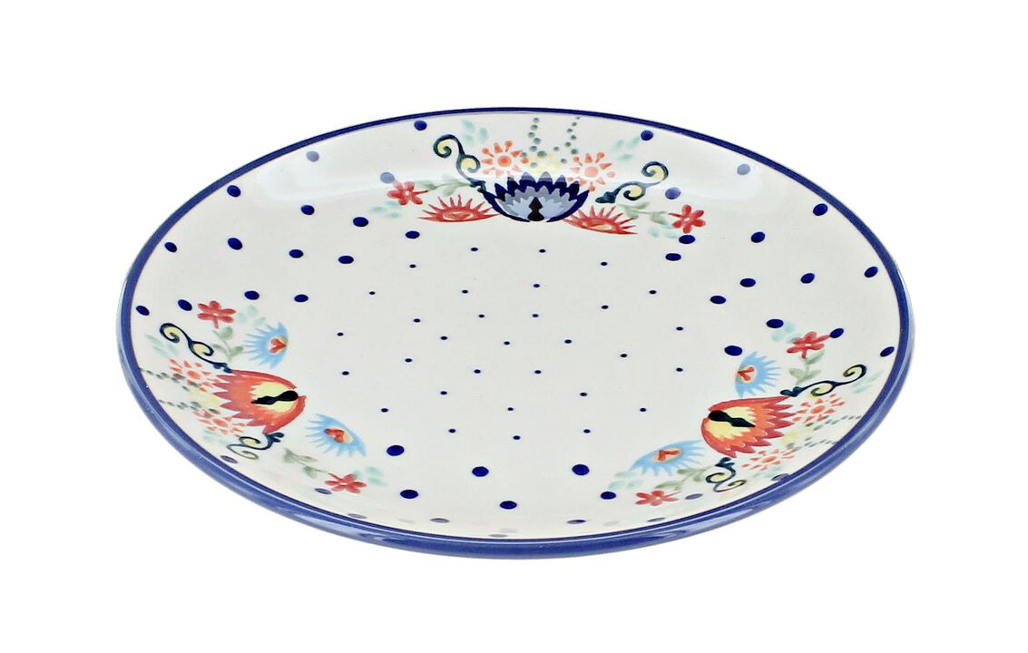 Blue Rose Polish Pottery Desert Flower Dessert Plate