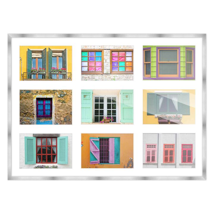 17.5x23.5 Wood Collage Frame with White Mat For 9 5x7 Pictures