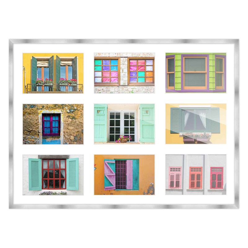 17.5x23.5 Wood Collage Frame with White Mat For 9 5x7 Pictures