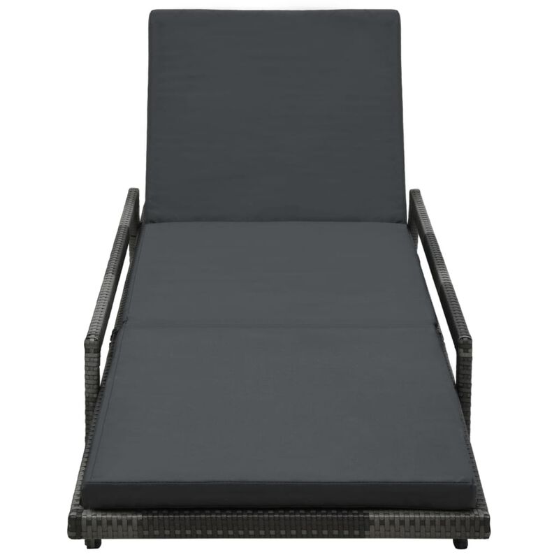 vidaXL Sun Lounger with Cushion Poly Rattan Gray