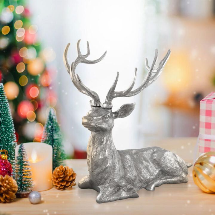 Hivvago Standing Reindeer Statue Aluminum Deer Sculpture for Indoors Christmas Decor