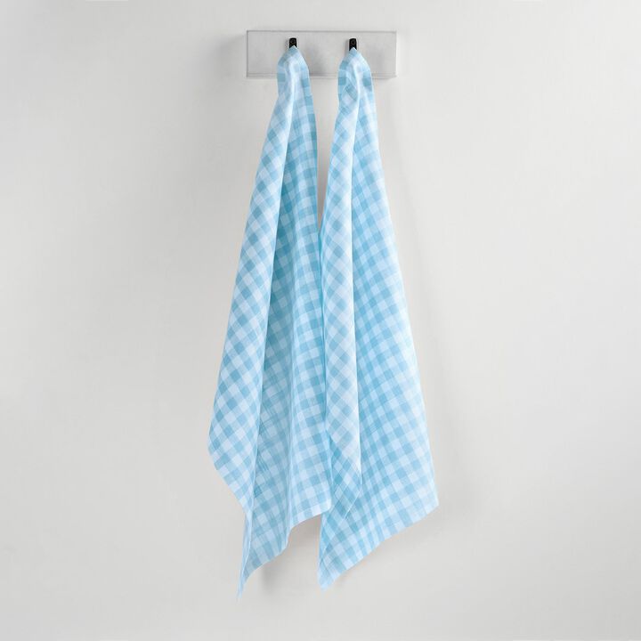 Solino Home 100% Pure Linen Kitchen Towels Set of 2 - 17 x 26 Inch | Gingham Check