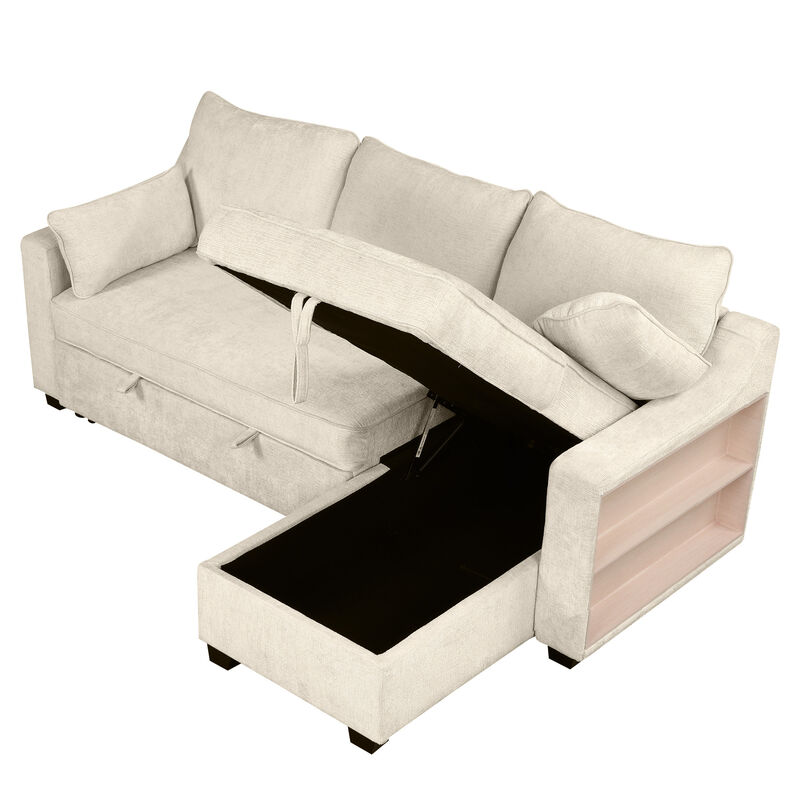 Merax Pull Out Sleeper Sofa with Storage Chaise