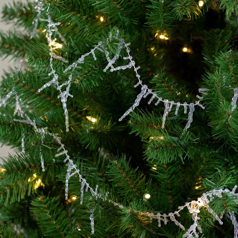 8' x 2.5" Clear Iridescent Icicle Beaded Artificial Christmas Garland - Unlit