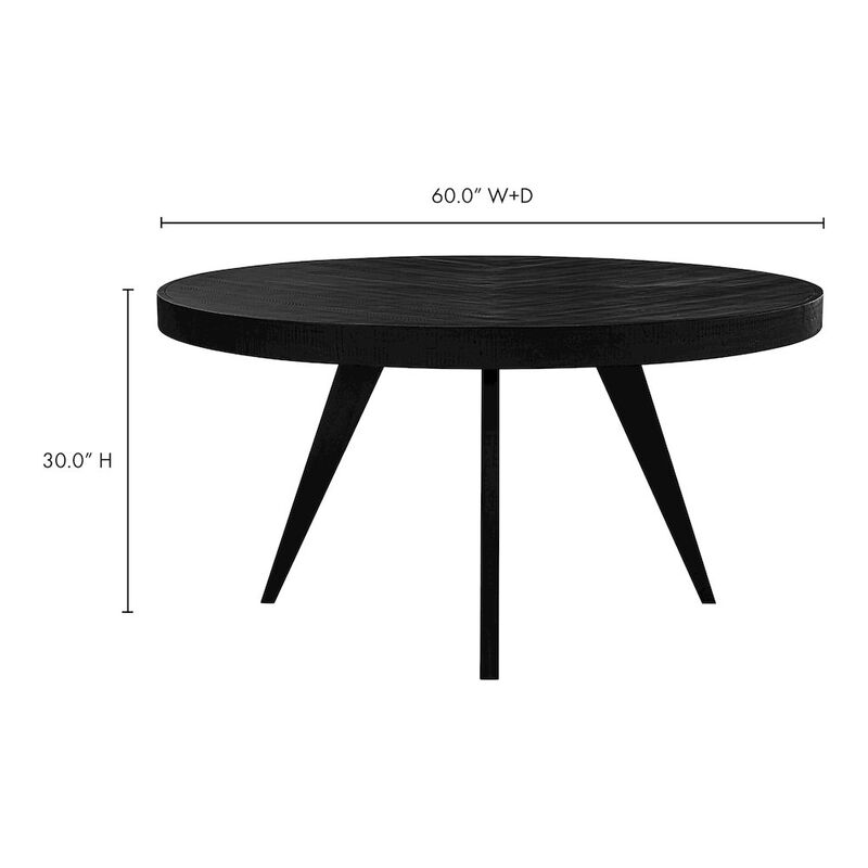Moe’s Parq 60 Inch Round Dining Table Black