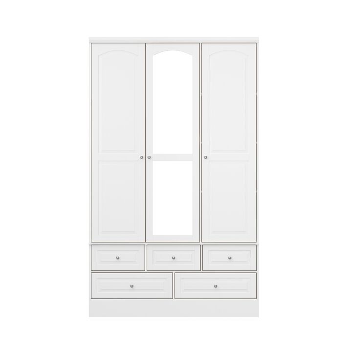 FUFU&GAGA Wardrobe with Mirror Doors, Hanging Rod, Shelves, and Drawers - Elegant Closet Storage Solution (47.8" W x 19.7" D x 78.7" H),White