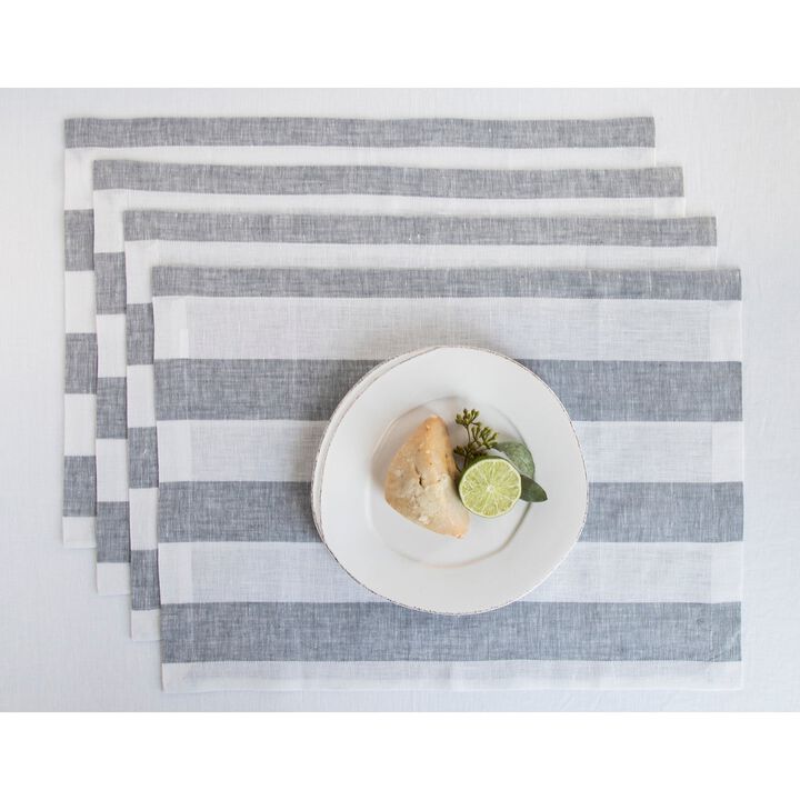 Solino Home 100% Pure Linen Placemats | Cabana Stripe for Spring & Easter