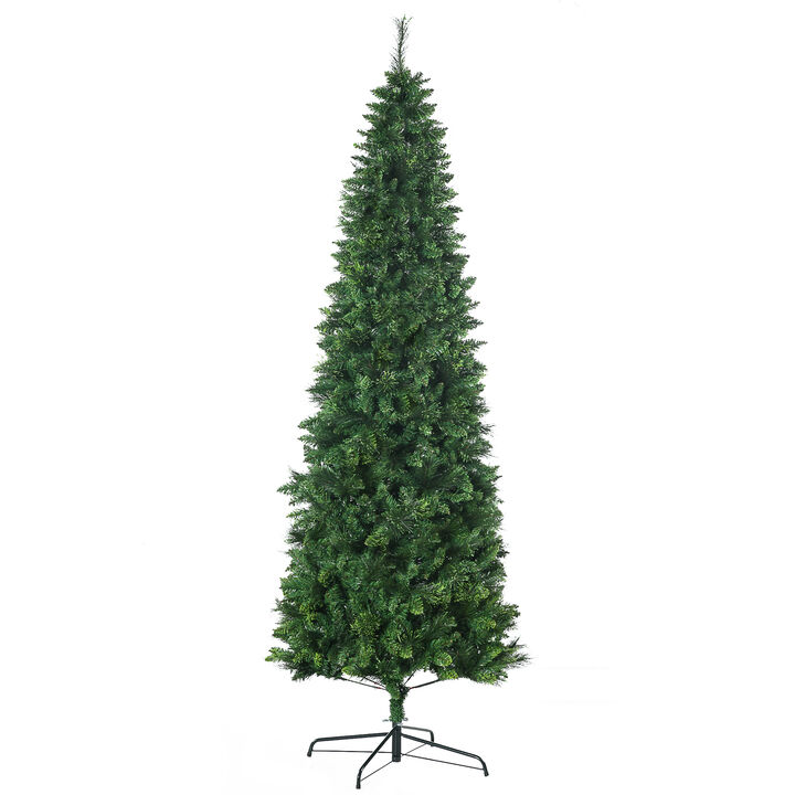 HOMCOM 7.5' Skinny Artificial Christmas Tree with Auto Open, Pine Needles