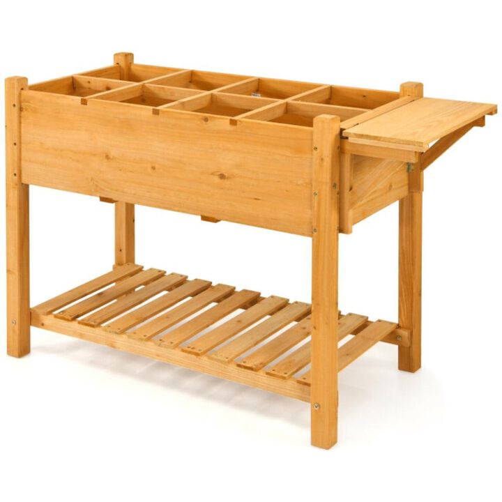 Hivvago Elevated Planter Box Kit with 8 Grids and Folding Tabletop