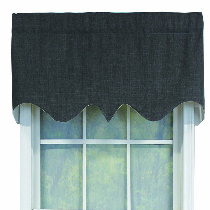 RLF Home R-Crosby Essential Solid Color Fabric Printed Regal Valance 3" Rod Pocket 50" x 17" Iron Charcoal