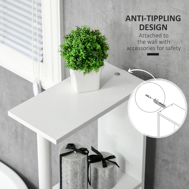 Bathroom Storage Cabinet Slim Freestanding Linen Tower Cabinet w/ Shelf White