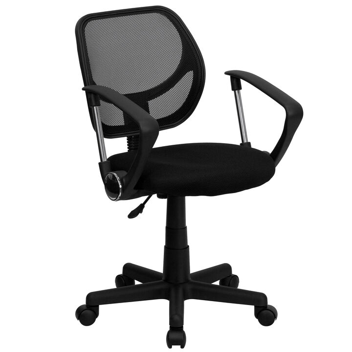 Neri Low Back   Mesh Swivel Task Office Chair with Curved Square Back and Arms