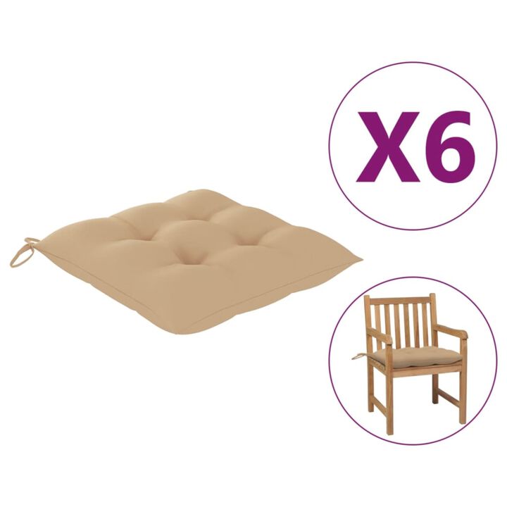 vidaXL Chair Cushions 6 pcs Beige 19.7"x19.7"x2.8" Fabric