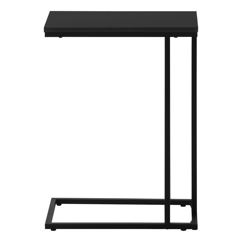 Monarch Specialties I 3467 Accent Table, C-shaped, End, Side, Snack, Living Room, Bedroom, Metal, Laminate, Black, Contemporary, Modern