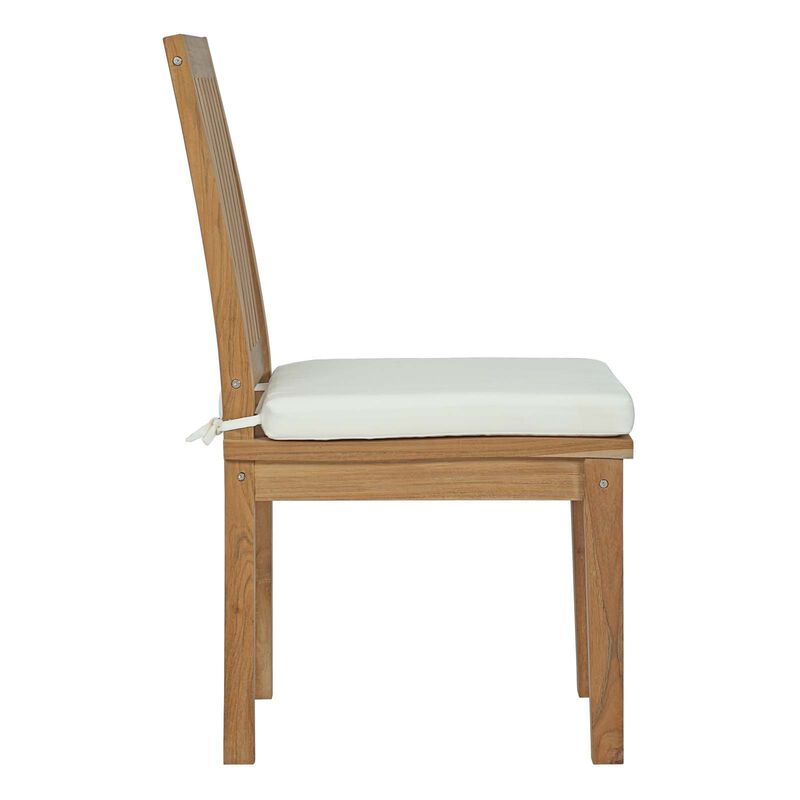 Modway EEI-2700-NAT-WHI Marina Premium Grade A Teak Wood Outdoor Patio, Dining Side Chair, Natural White