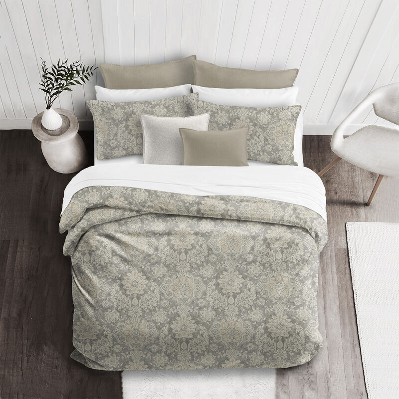 6ix Tailors Fine Linens Osha Taupe/Beige Duvet Cover Set