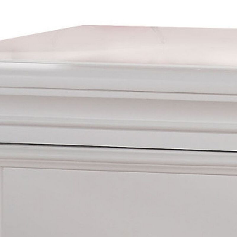 Contemporary Style Wood and Metal Nightstand with 2 Drawers, White-Benzara