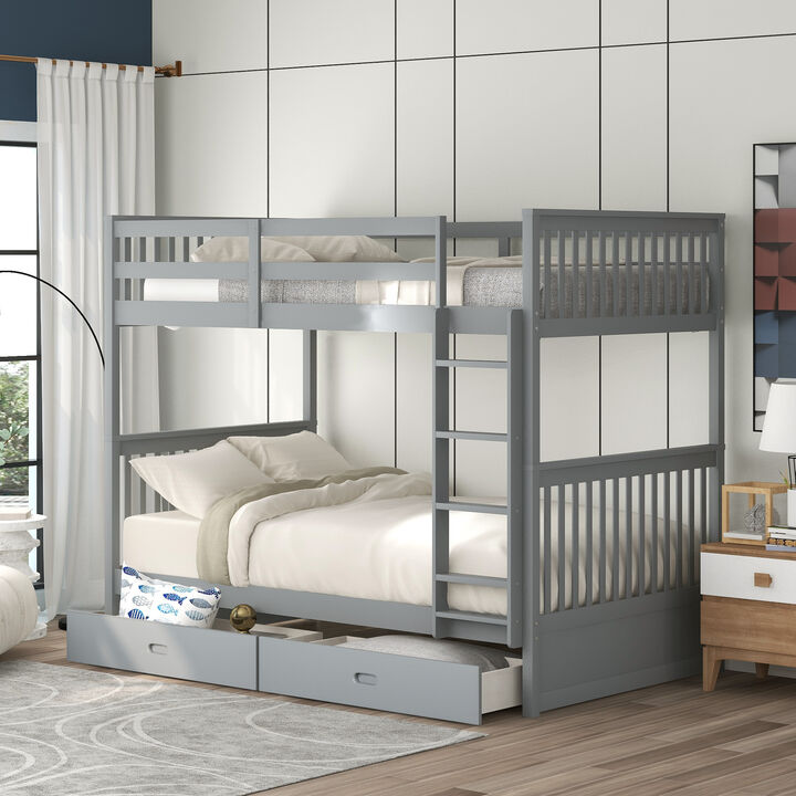 Merax Bunk Bed with Ladders and 2 Storage Drawers