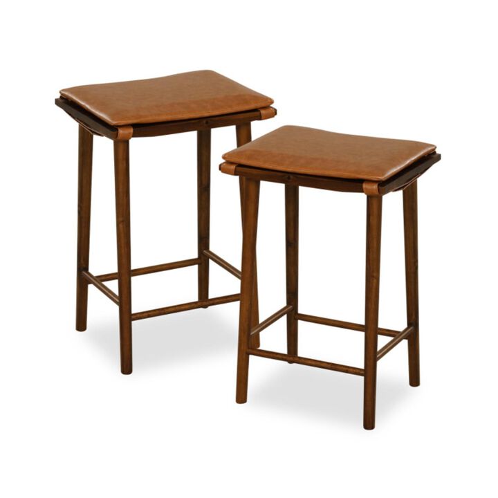 Hivvago Set of 2 25.5 Inch Barstools with Removable Cushion and Footrest