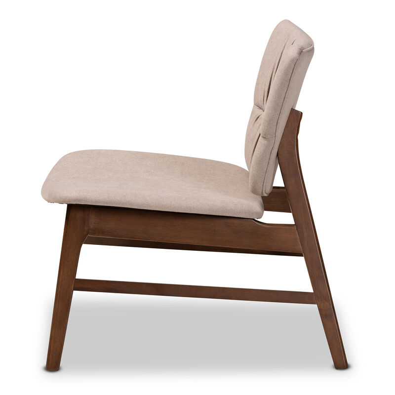 Baxton Studio Benito Transitional Beige Fabric Upholstered Wood Accent Chair