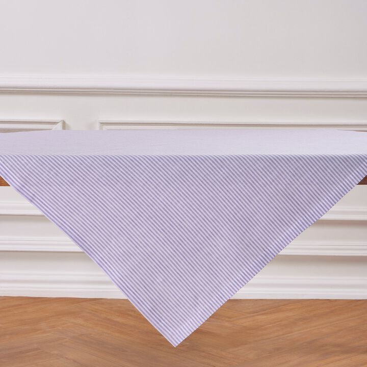 Solino Home 100% Pure Linen Table Throw 52 x 52 Inch | Narrow Stripe for Thanksgiving, Christmas