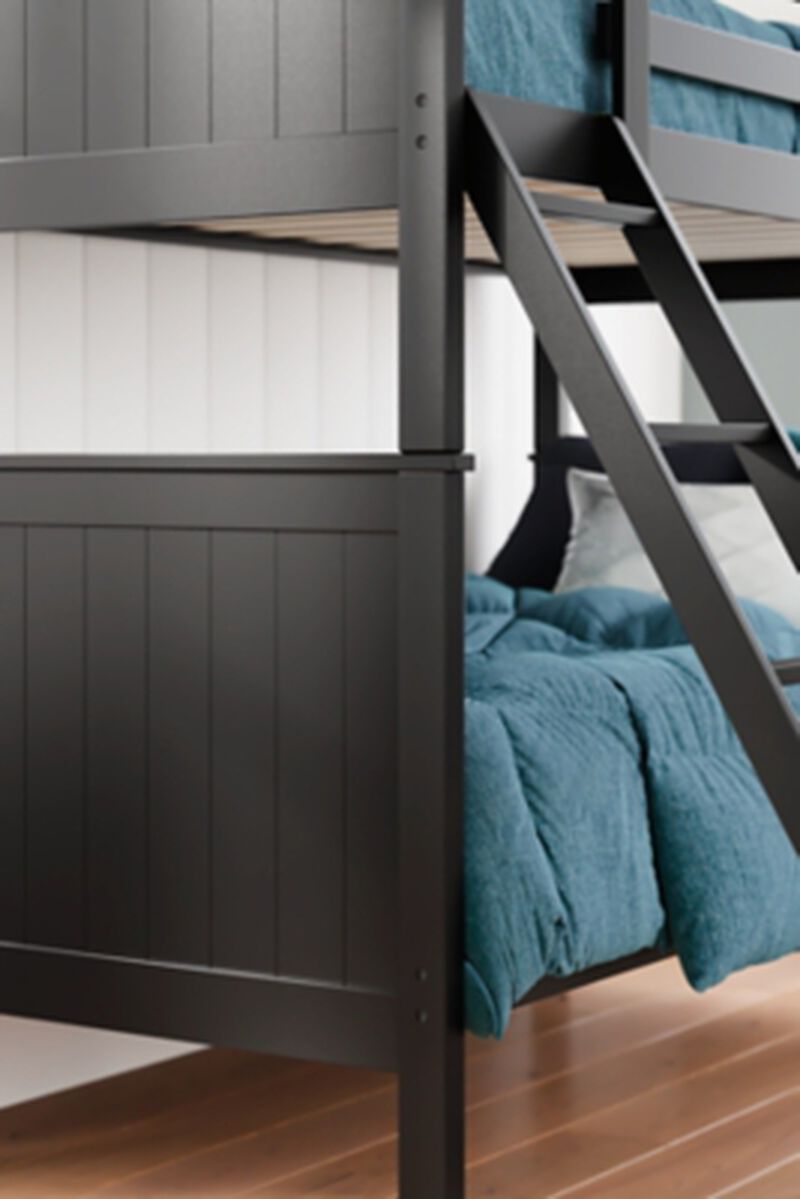 Nextonfort Twin Over Twin Bunk Bed in Black