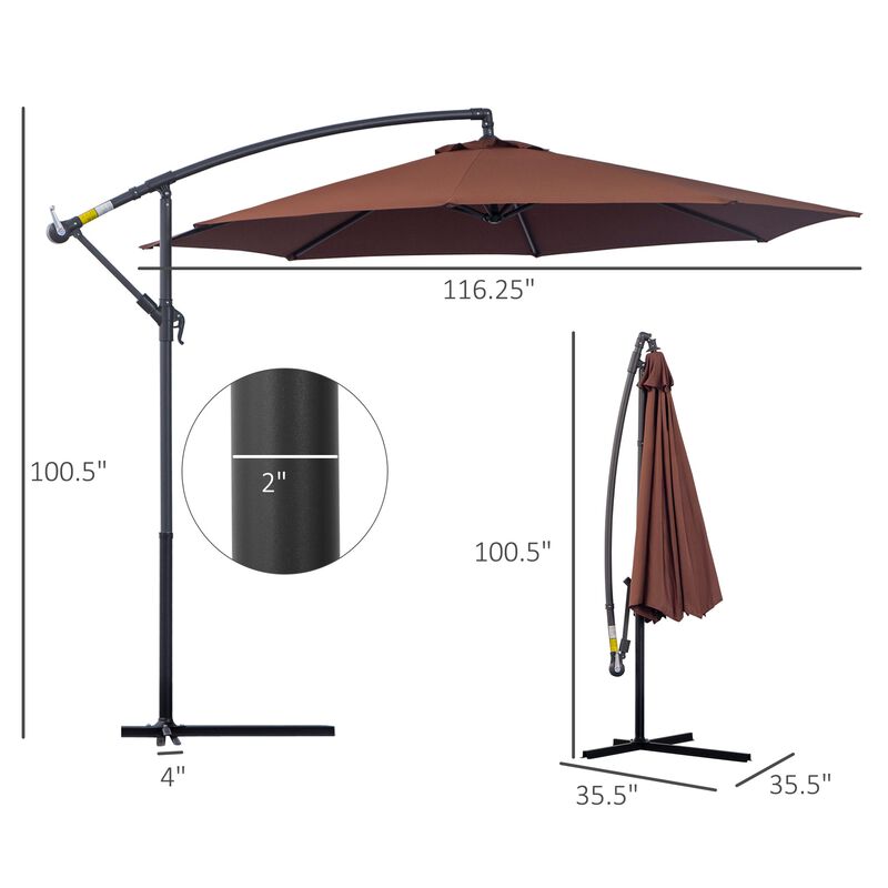 Flexible Shade Solution: 10ft Brown Cantilever Umbrella with UV Protection