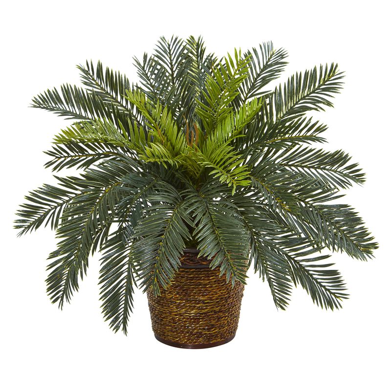 Hivvago 15" Cycas Artificial Plant in Basket
