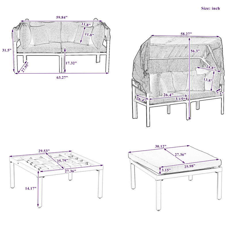 Merax Outdoor Patio Daybed with Retractable Canopy