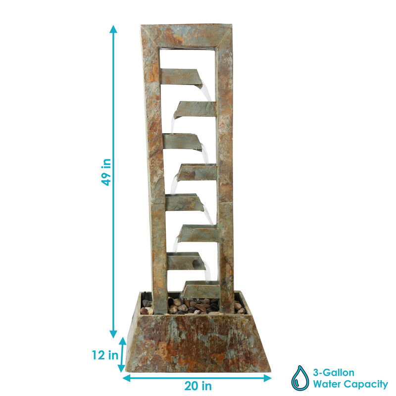 Sunnydaze Stacked Slate Freestanding Waterfall Fountain - 49 in