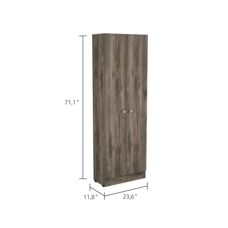 Buxton Rectangle 2-Door Storage Tall Cabinet Dark Brown And Black Wengue