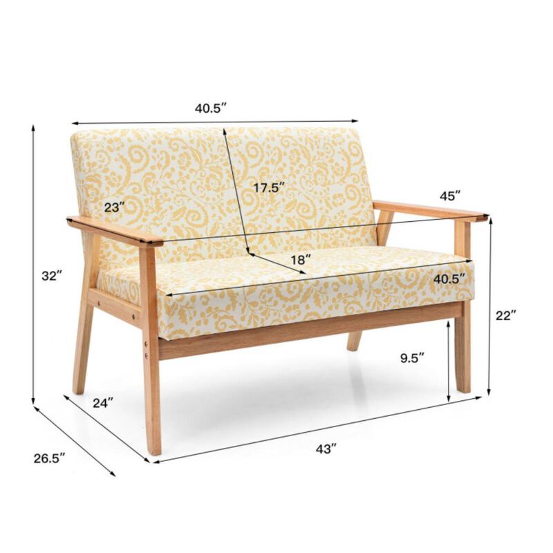 Hivvago Modern Fabric Loveseat Sofa Couch Upholstered 2-Seat Armchair