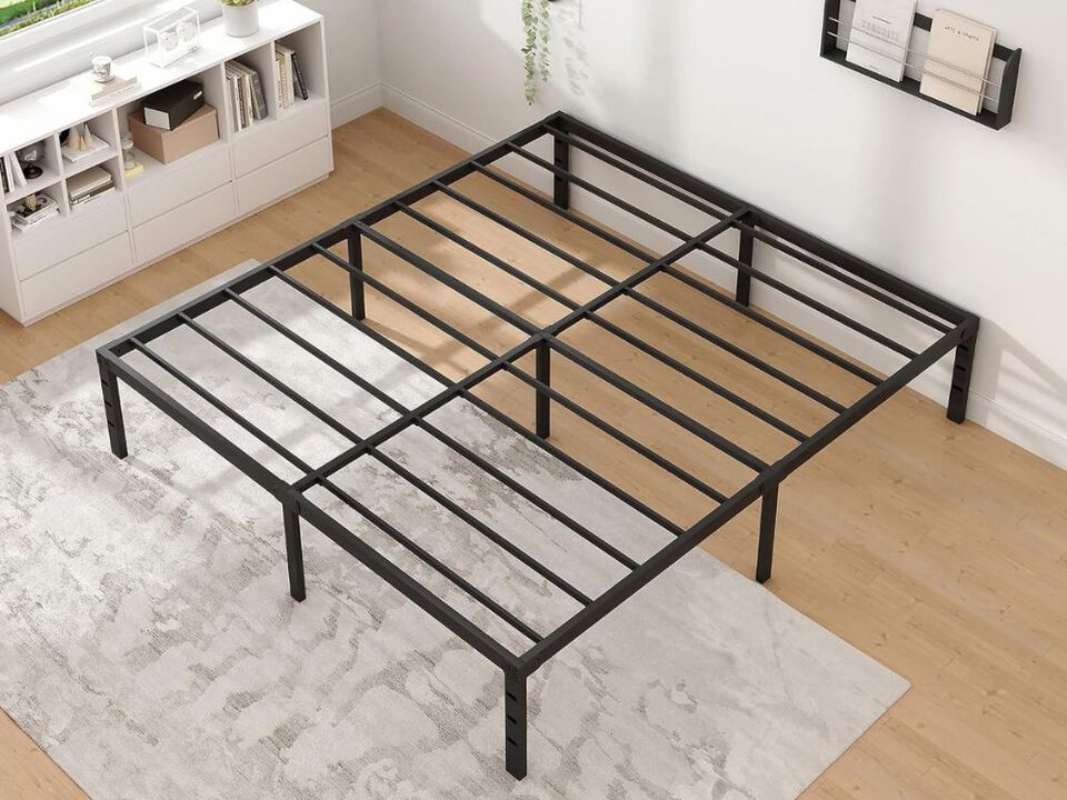 Queen Metal Bed Frame, 14" High, Heavy Duty with Storage, No Box Spring Needed