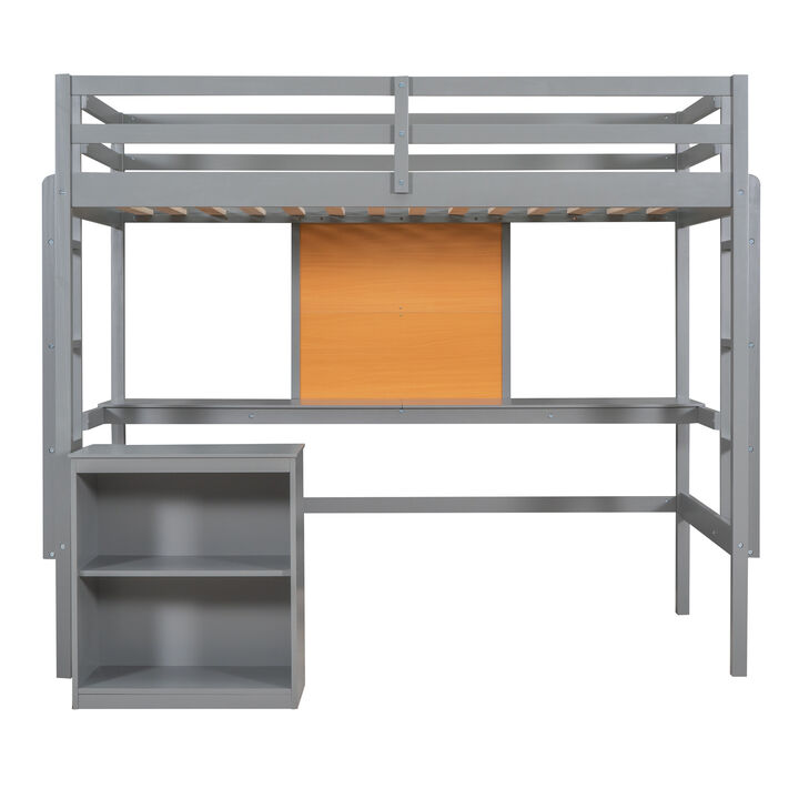 Merax Modern  Wooden Loft Bed with Desk
