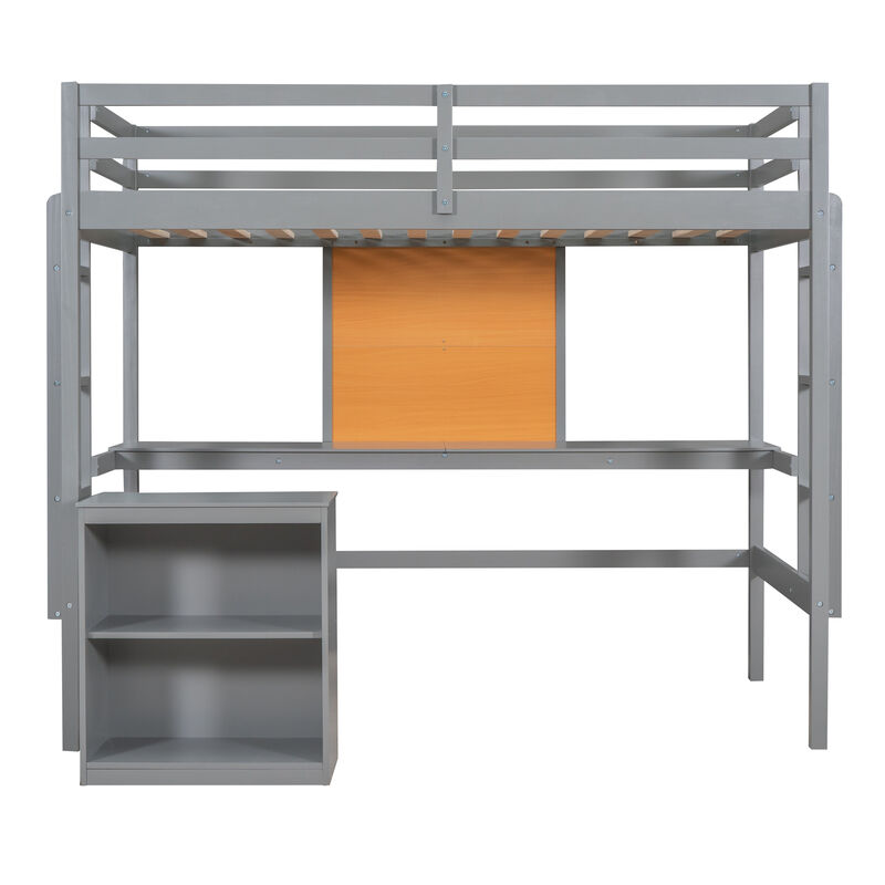 Merax Modern  Wooden Loft Bed with Desk