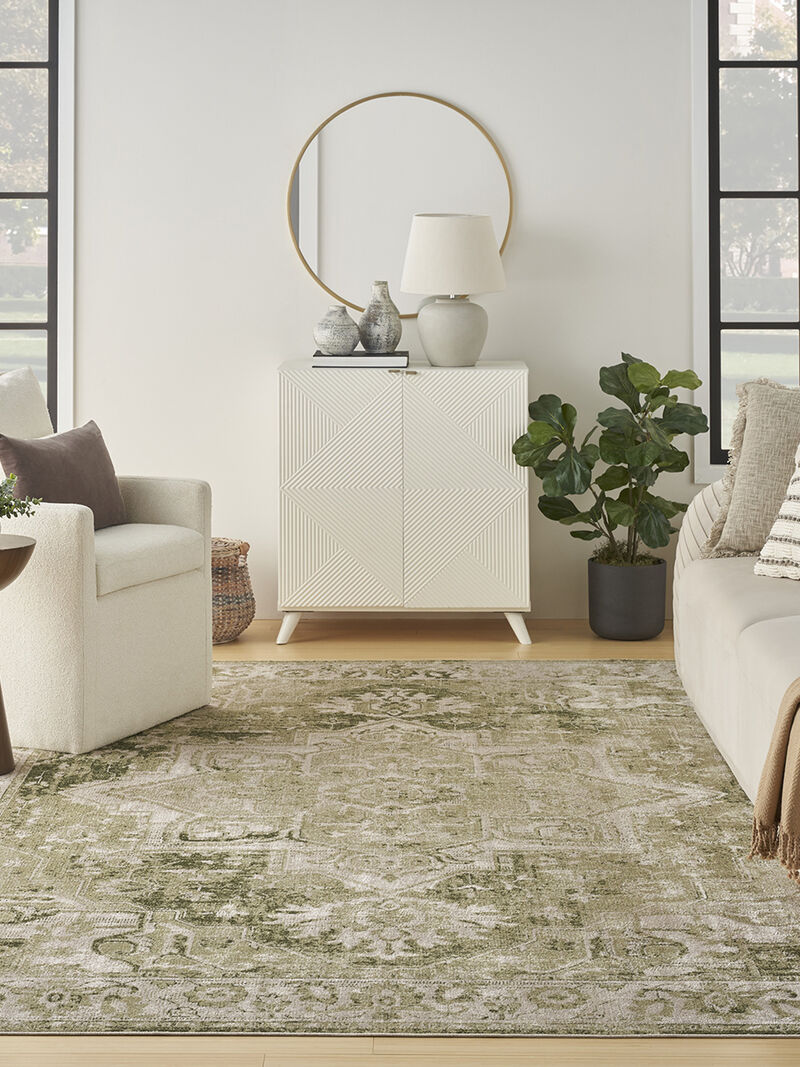 Astra Machine Washable ASW12 Ivory/Green 9' x 12' Rug