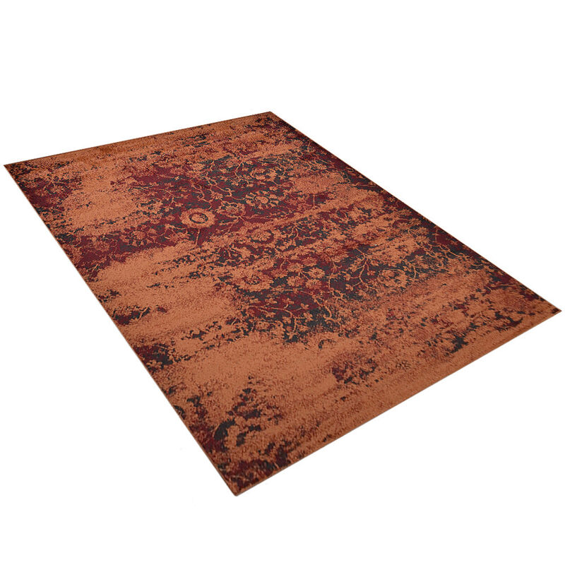 RUGSOTIC CARPETS MACHINE MADE HEATSET POLYPROPYLENE AREA RUGS  - 6'7''x9', Rectangle Shape, Orange Color, Contemporary Modern Design, Midium Pile Machine Made Area Rugs (M00034)