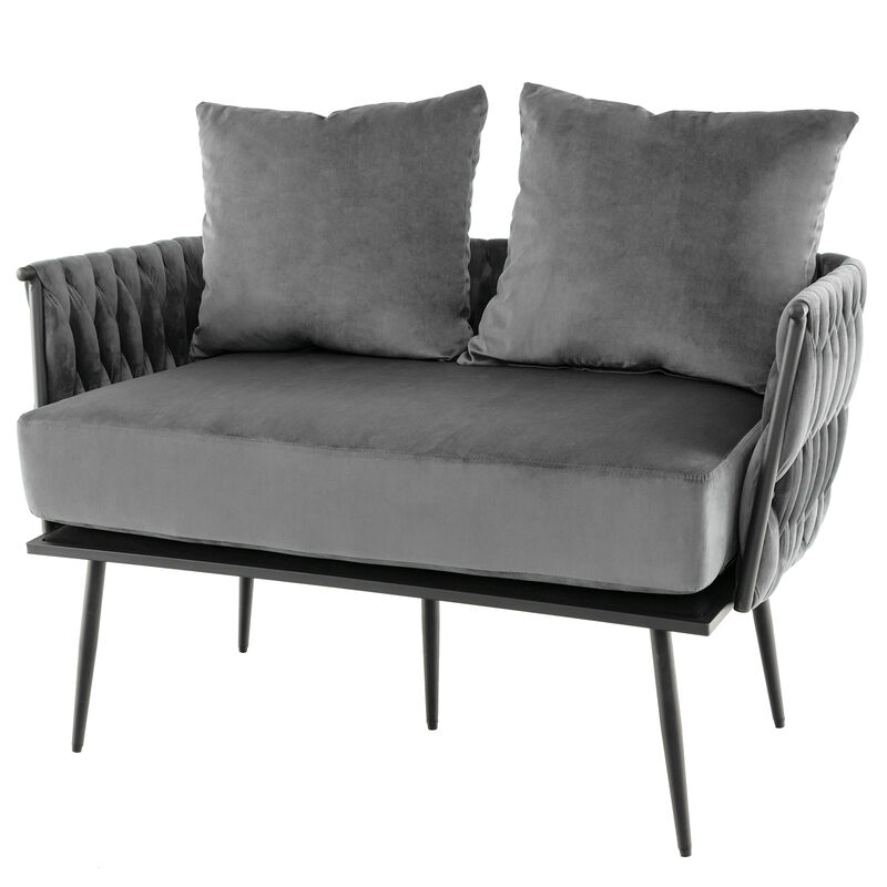 Modern Loveseat Sofa Upholstered Dutch Velvet Sofa Couch