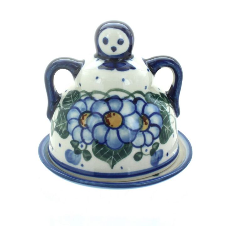 Blue Rose Polish Pottery Forget Me Not Small Cheese Lady
