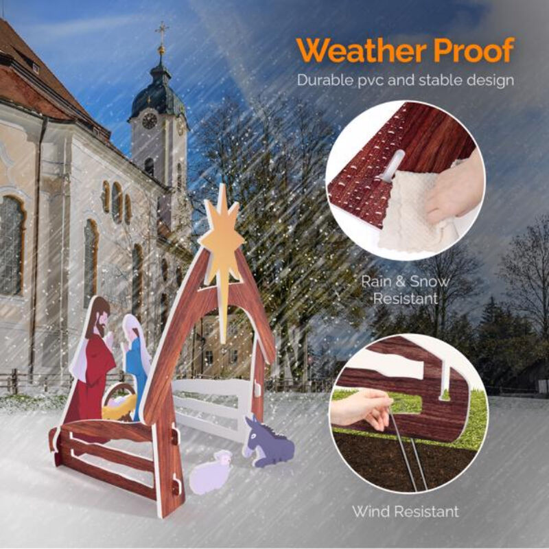 Outdoor PVC Nativity Jesus Decoration - Stable Garden Decor for Christmas Yard Displays