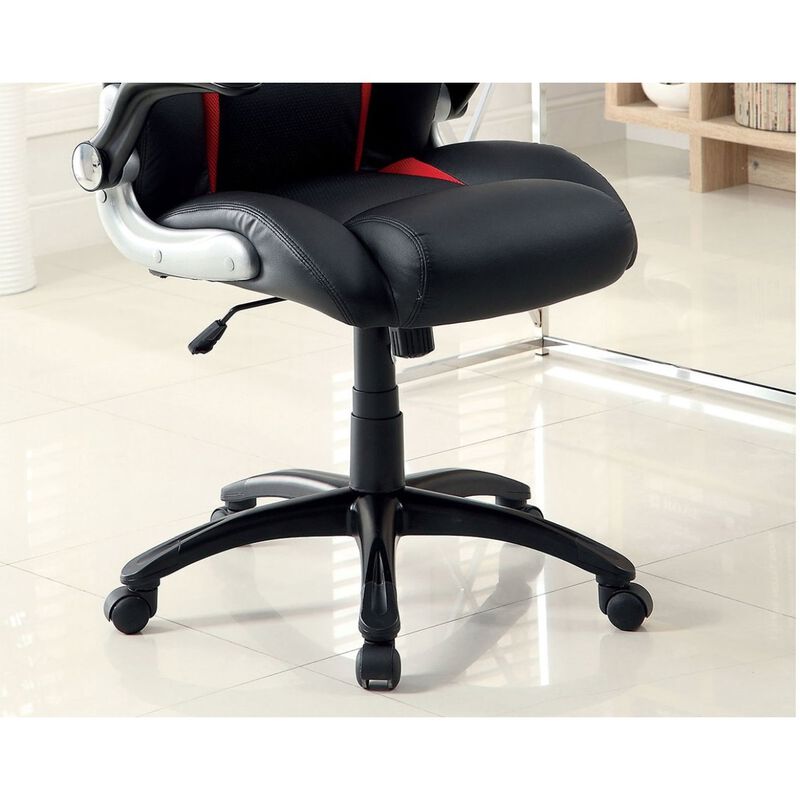 Adjustable Upholstered Office Chair, Black/Red, Padded Armrests