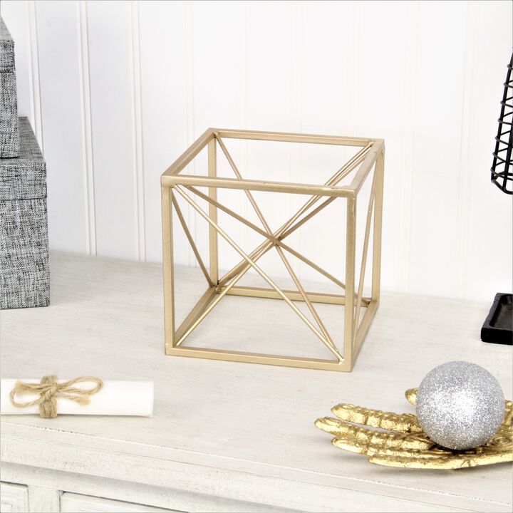 Emel Abstract Patterned Golden Cube Decor - Small