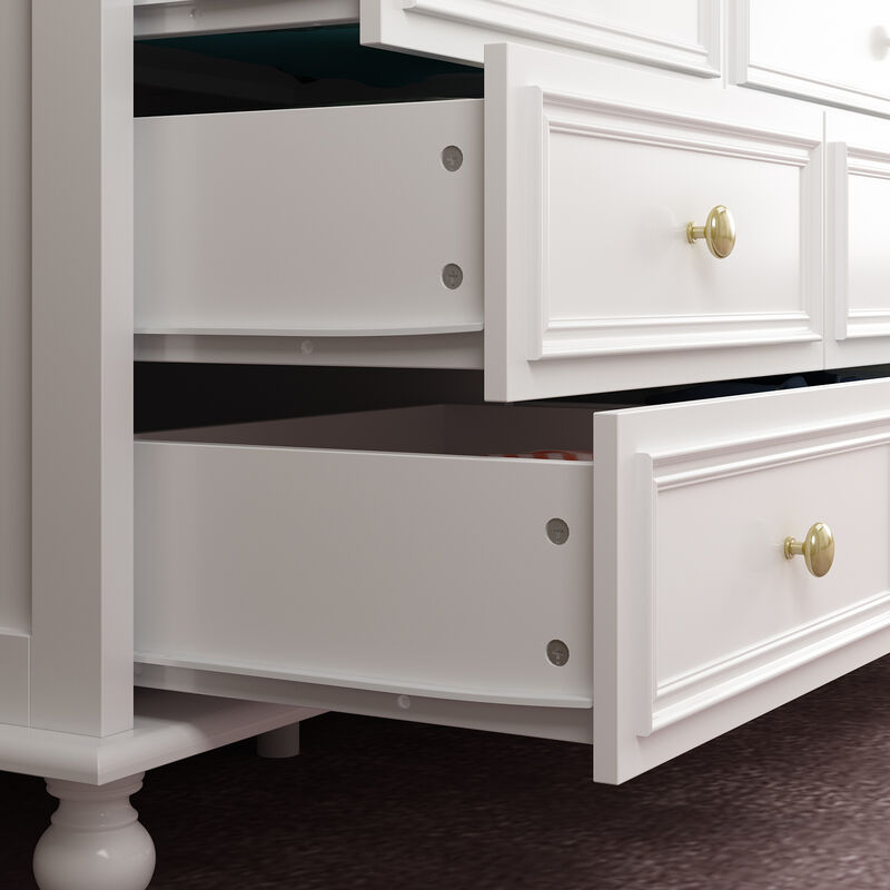 White Wooden 12-Drawer Chest of Drawers 63 in. W x 31.5 in. H x 15.7 in. D Dresser, Modern European Style