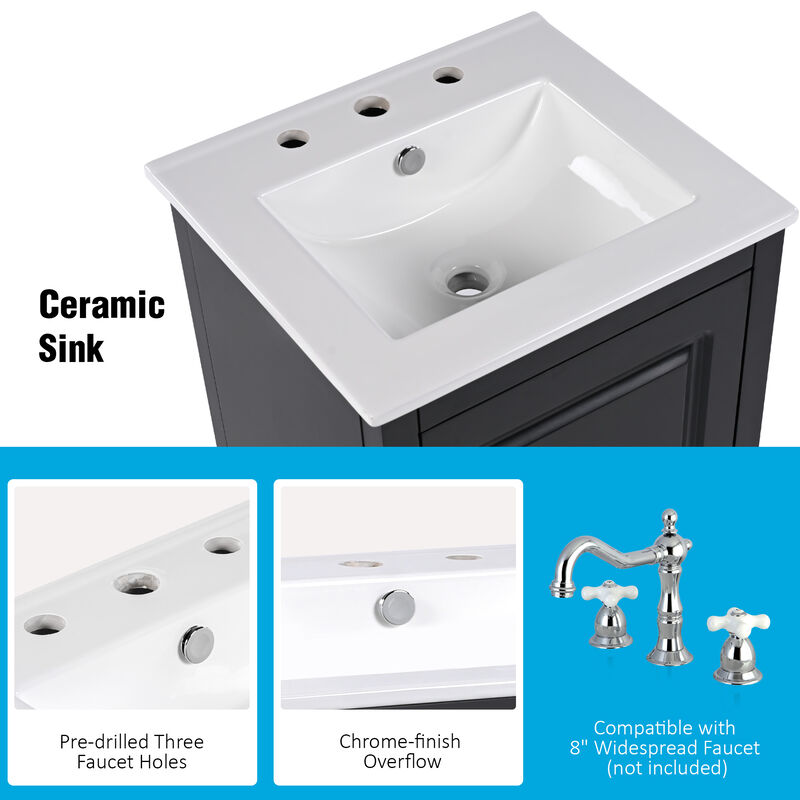 Merax 20.3" Bathroom Vanity with Sink and Soft-closing Door