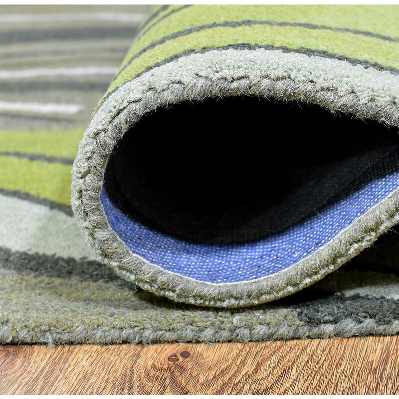 RUGSOTIC CARPETS HAND TUFTED WOOL ECO-FRIENDLY AREA RUGS  - 3'x5', Rectangle Shape, Green, Abstract Modern Design, High Pile Thick Handmade Anti Skid Area Rugs for Living Room, Bed Room (K00672)