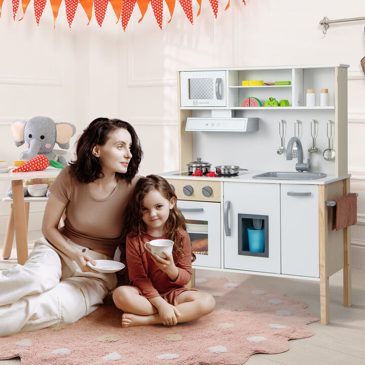 Wooden Pretend Play Kitchen Set for Toddlers – Interactive Toy Kitchen with Accessories
