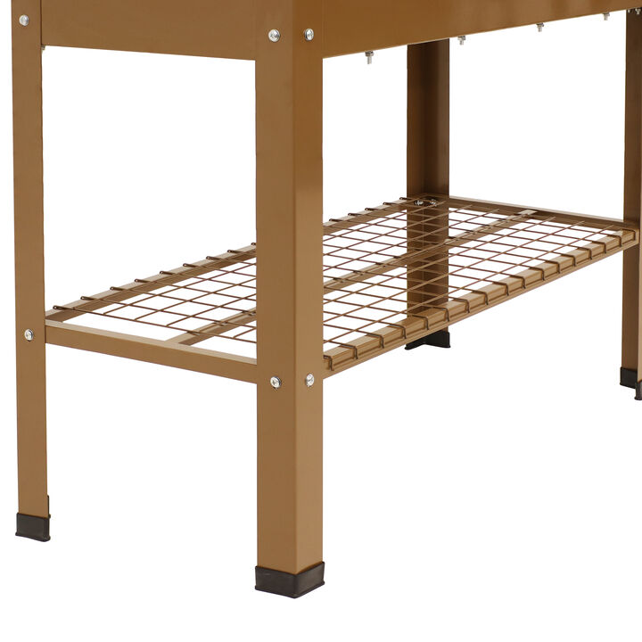 Sunnydaze Galvanized Steel Raised Bed with Mesh Shelf - Set of 2