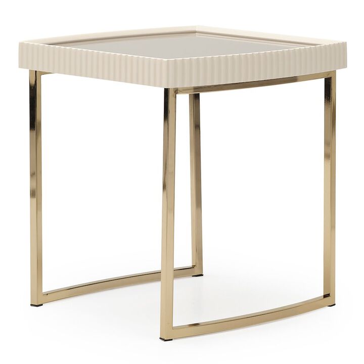Michael Amini Lisbon Side Table - Silken Matte Cream