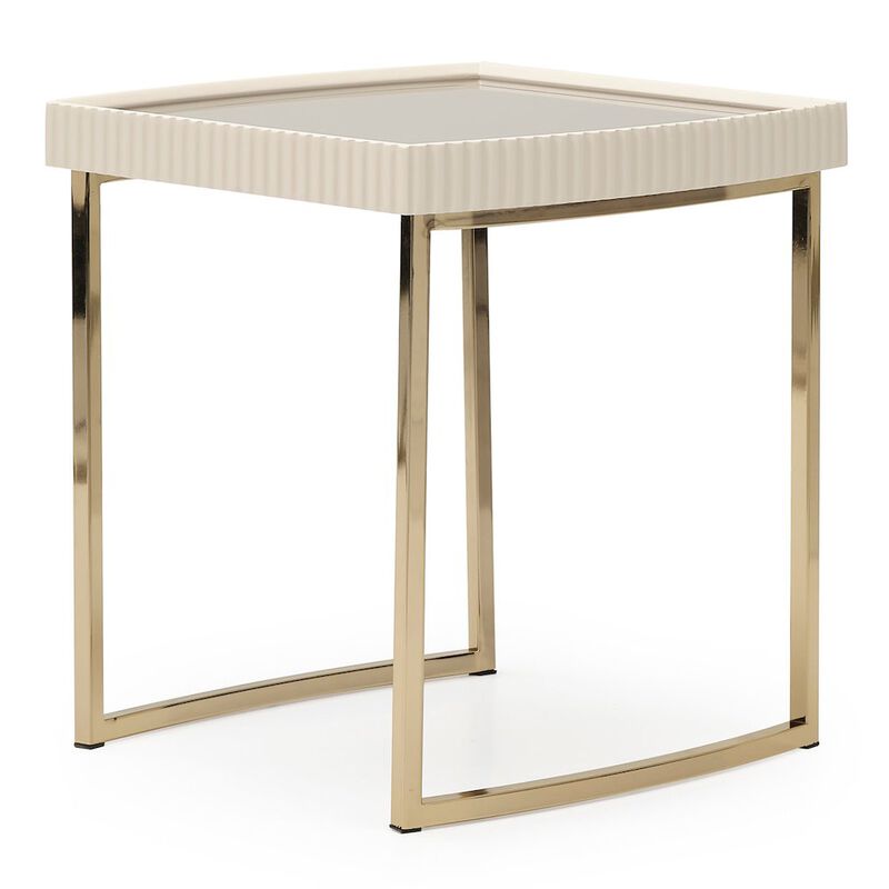 Michael Amini Lisbon Side Table - Silken Matte Cream
